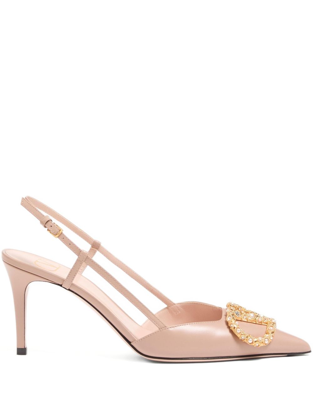 VLOGO SIGNATURE LEATHER SLINGBACK PUMPS