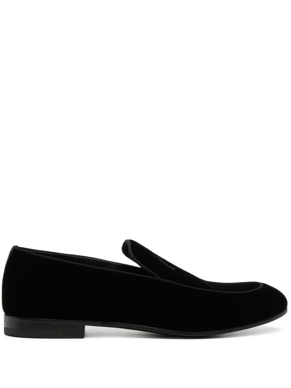 EMBROIDERED LOGO VELVET LOAFERS