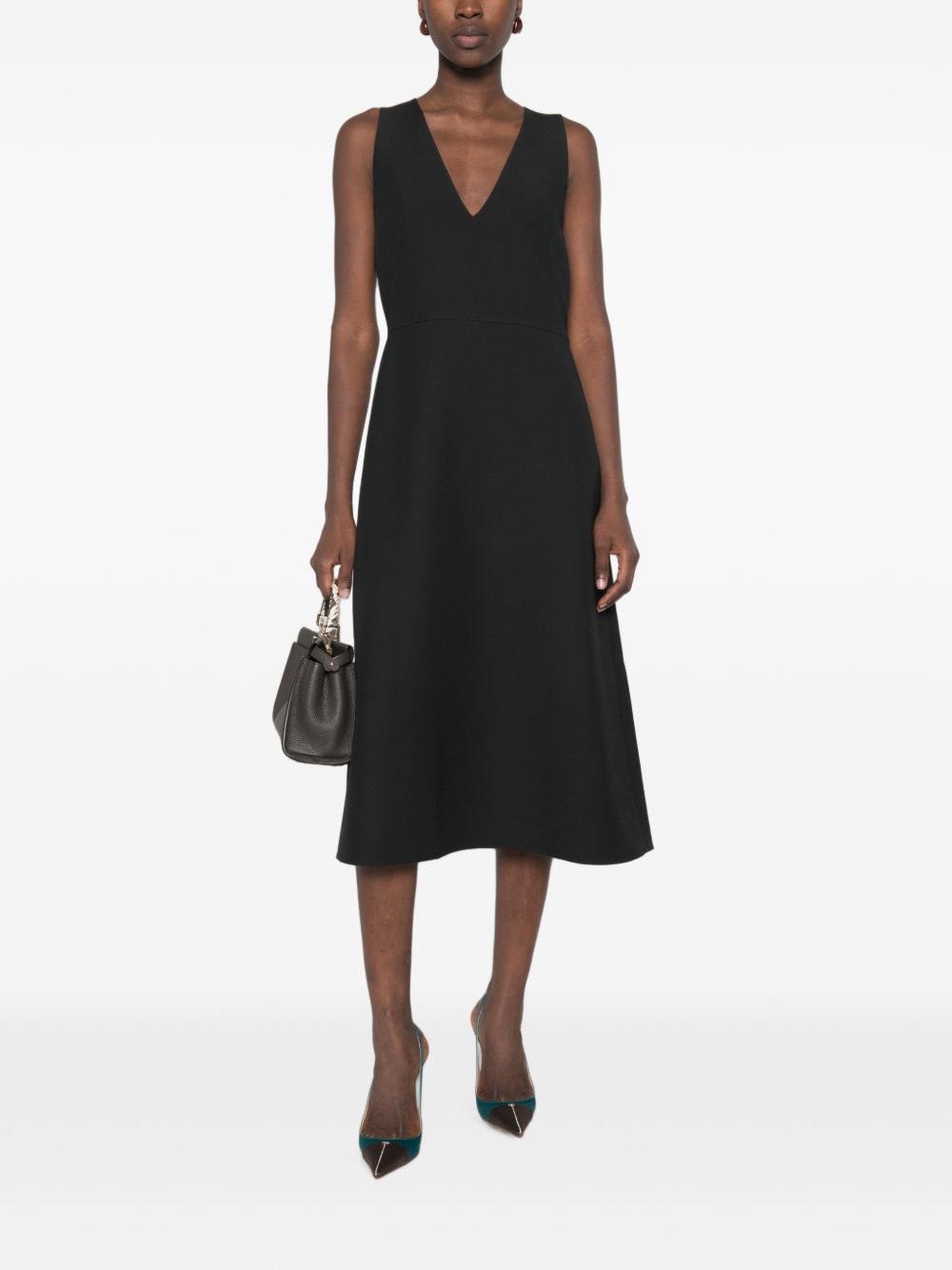 WOOL AND SILK BLEND MIDI DRESS