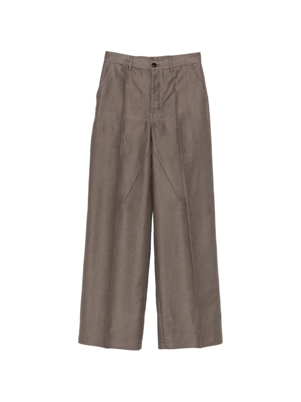 COTTON BLEND WIDE-LEG TROUSERS