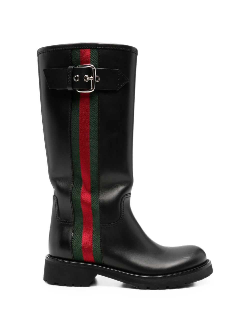 WEB DETAIL LEATHER BOOTS