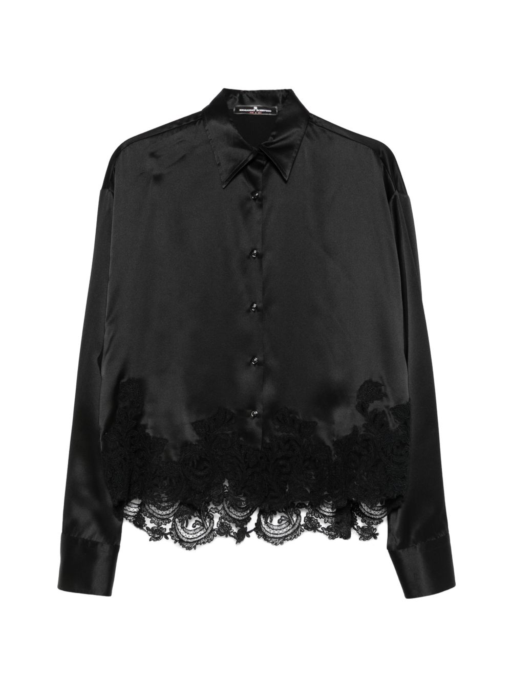 LACE TRIM SILK SHIRT