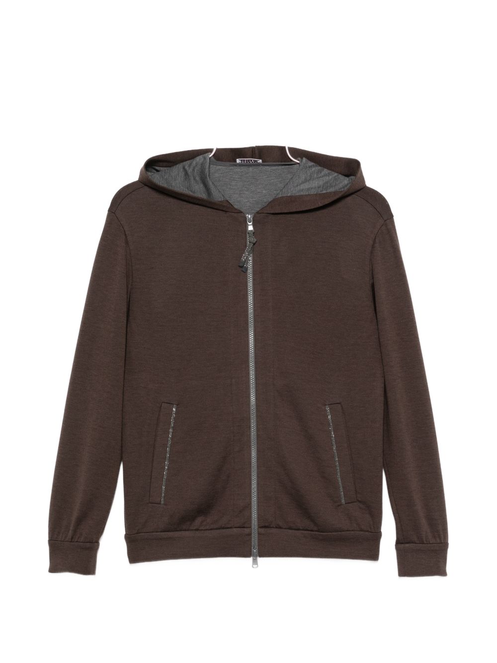 COTTON AND SILK HOODED CARDIGAN