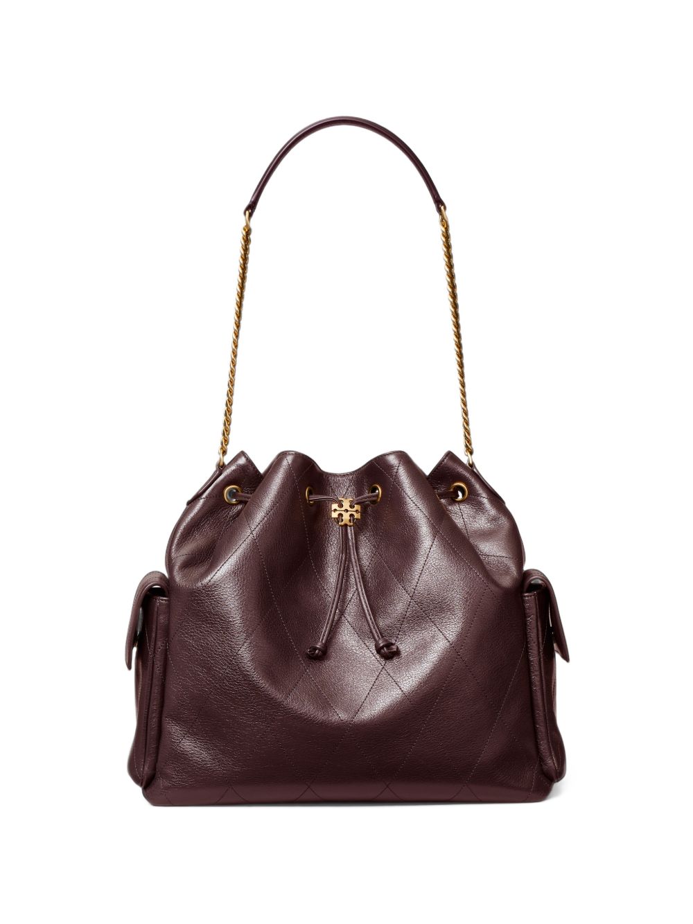 TORY BURCH · CHARLIE LARGE LEATHER BUCKET BAG
