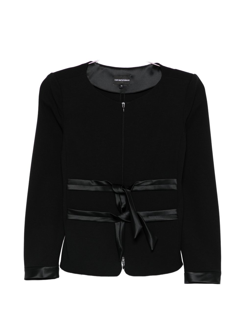 BOW-DETAIL COLLARLESS JACKET