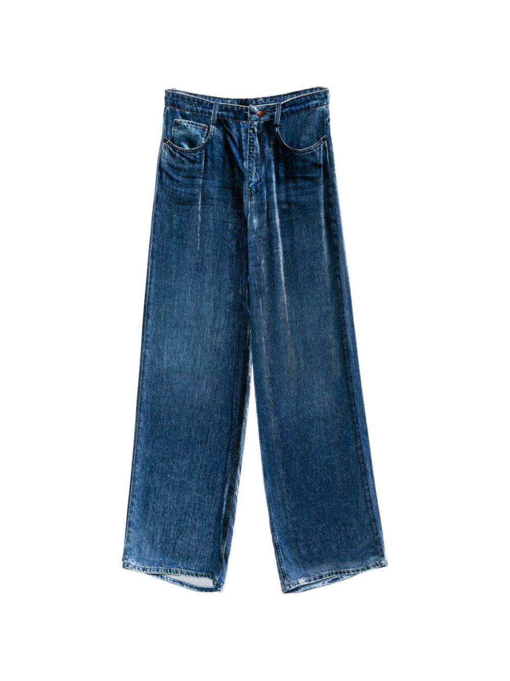 DENIM PRINT WIDE-LEG TROUSERS