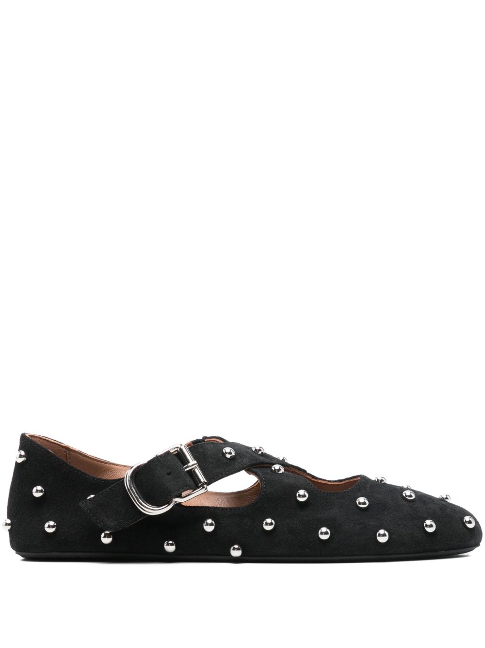 SUEDE STUDDED BALLET FLATS