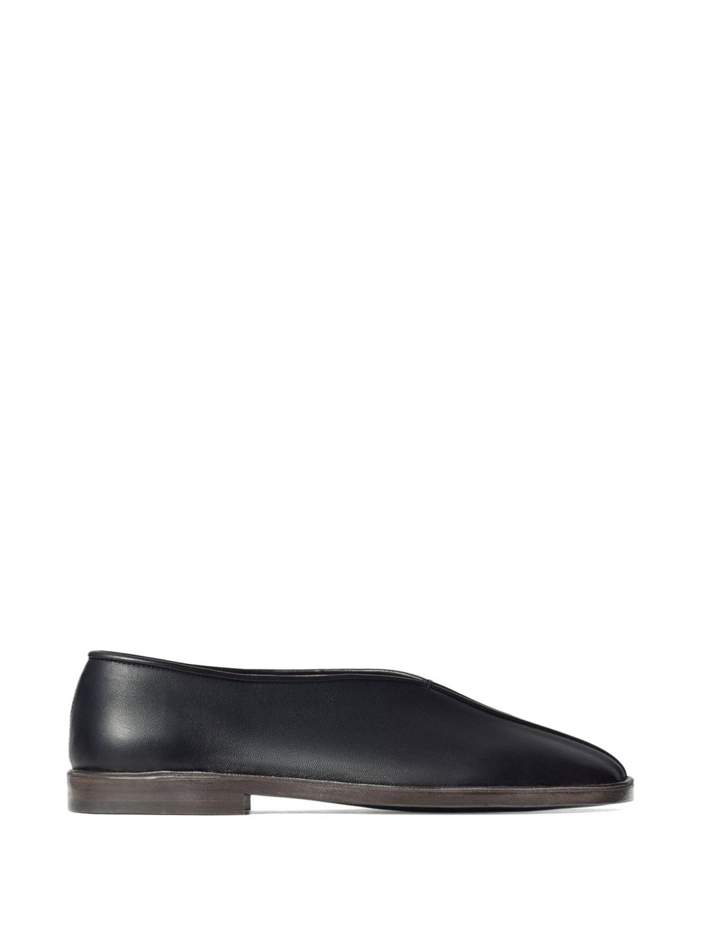 PIPED LEATHER FLAT SLIPPERS