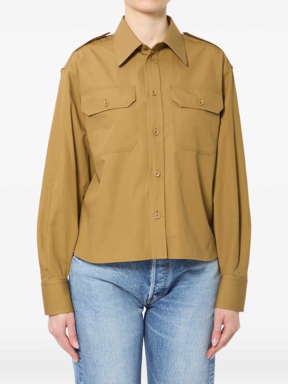 COTTON AND LINEN CROPPED SHIRT