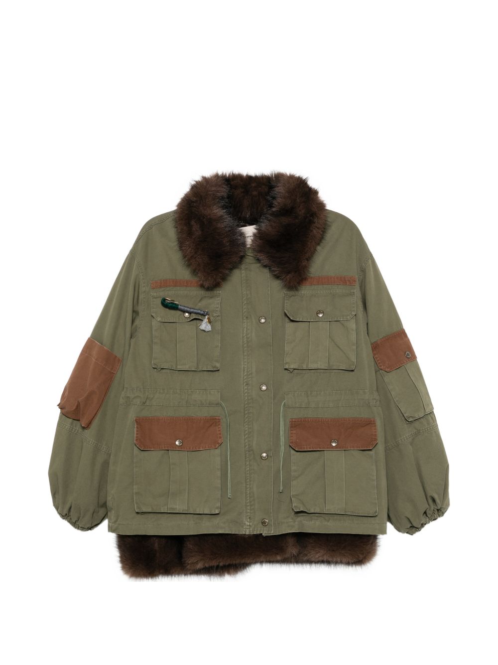FAUX FUR DETAIL COTTON PARKA COAT