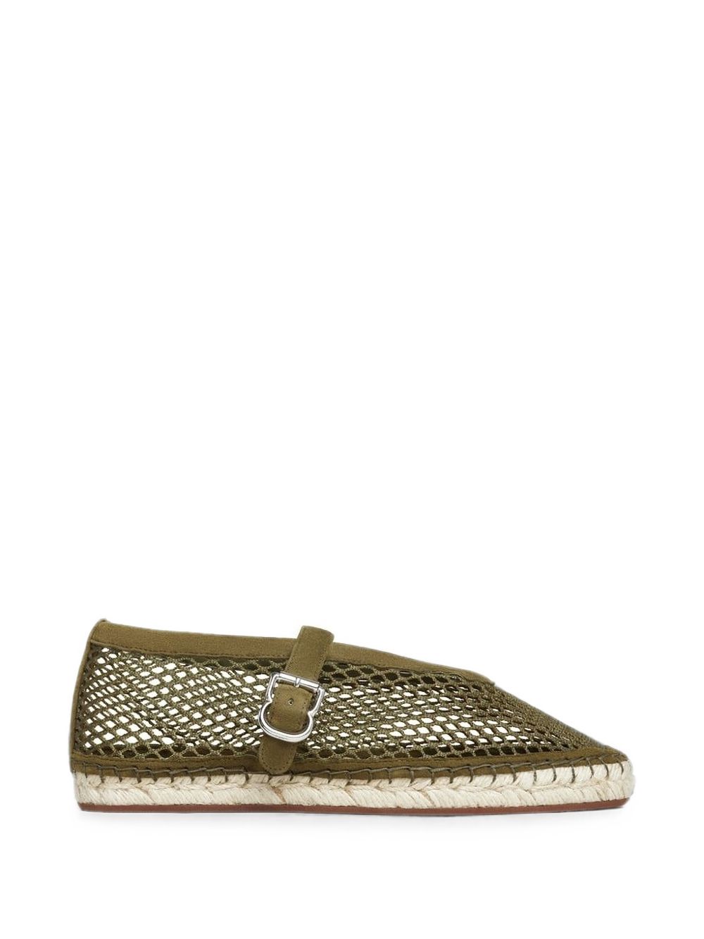 NET AND SUEDE LEATHER ESPADRILLES