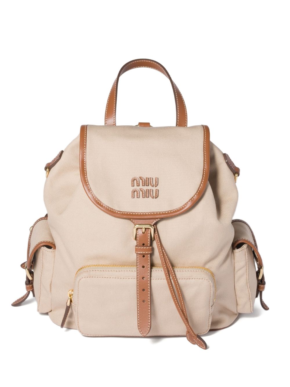 MIU MIU · CANVAS AND LEATHER LARGE BACKPACK