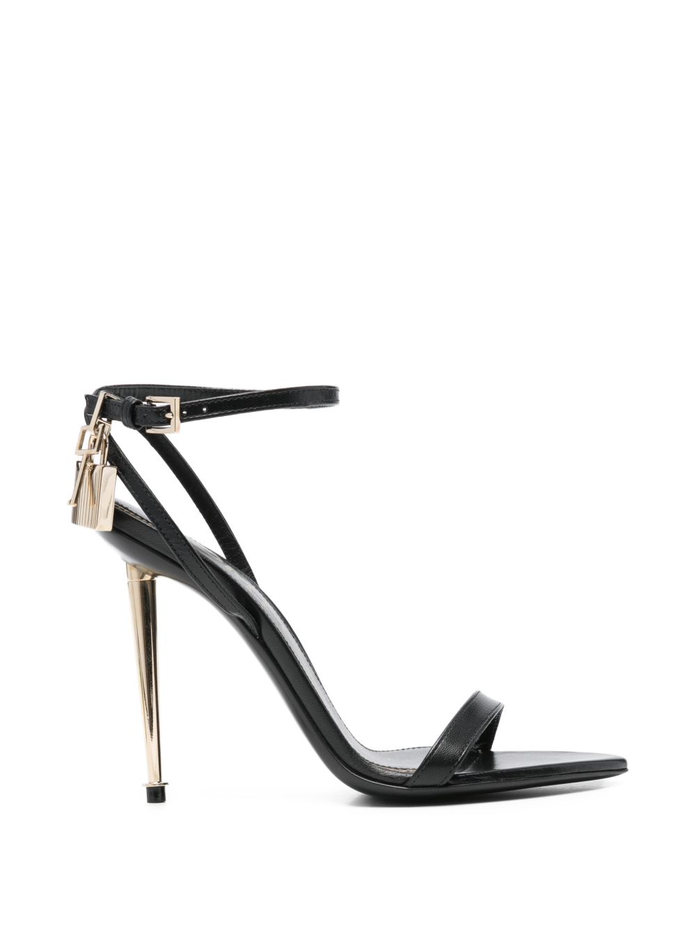 PADLOCK LEATHER HEEL SANDALS