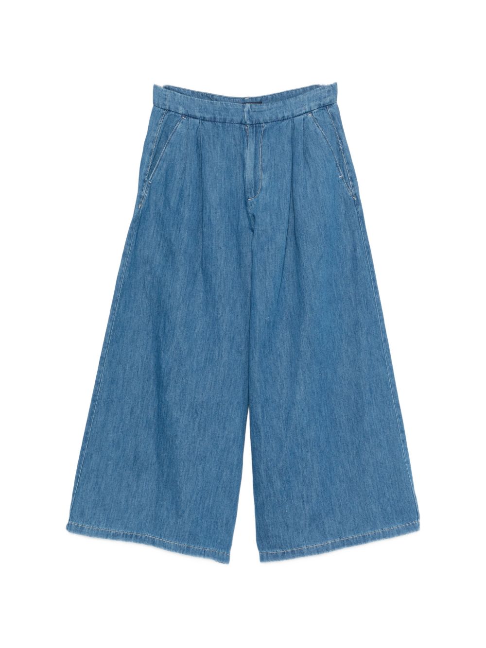 COTTON AND LINEN WIDE-LEG JEANS