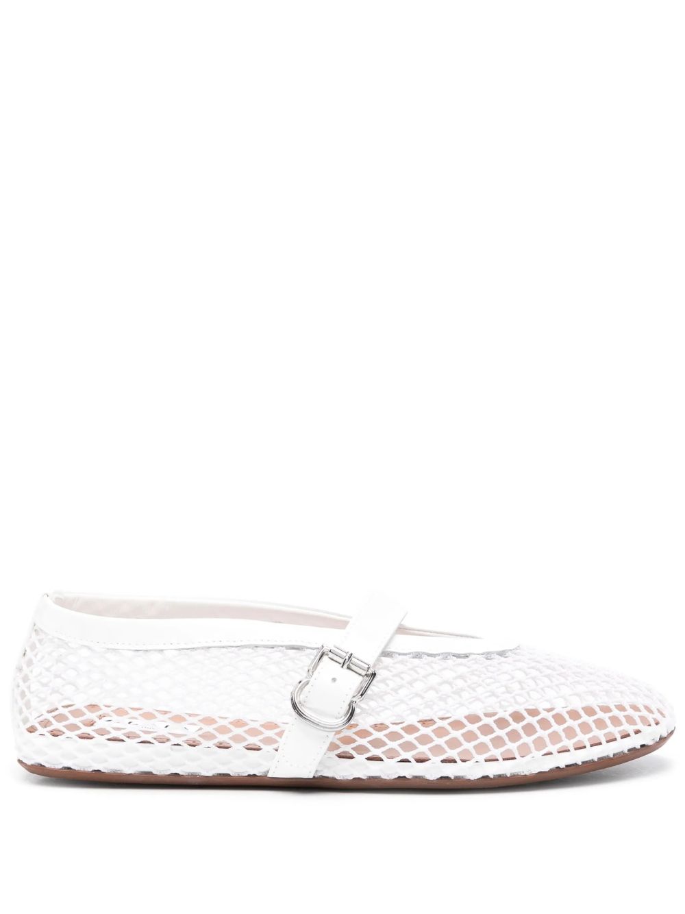 LEATHER NET BALLET FLATS
