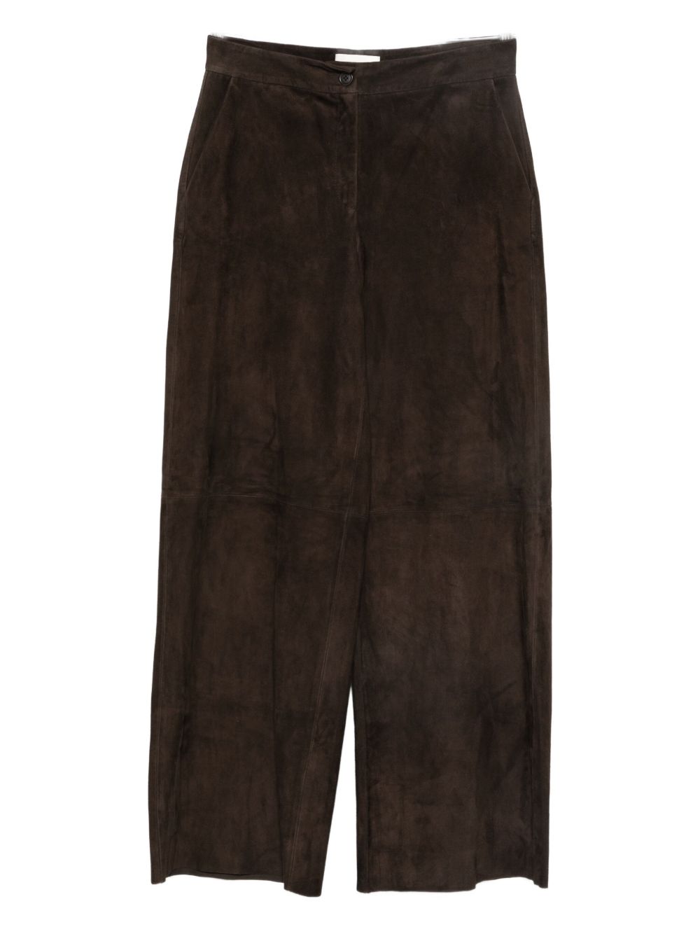 LEATHER WIDE-LEG TROUSERS