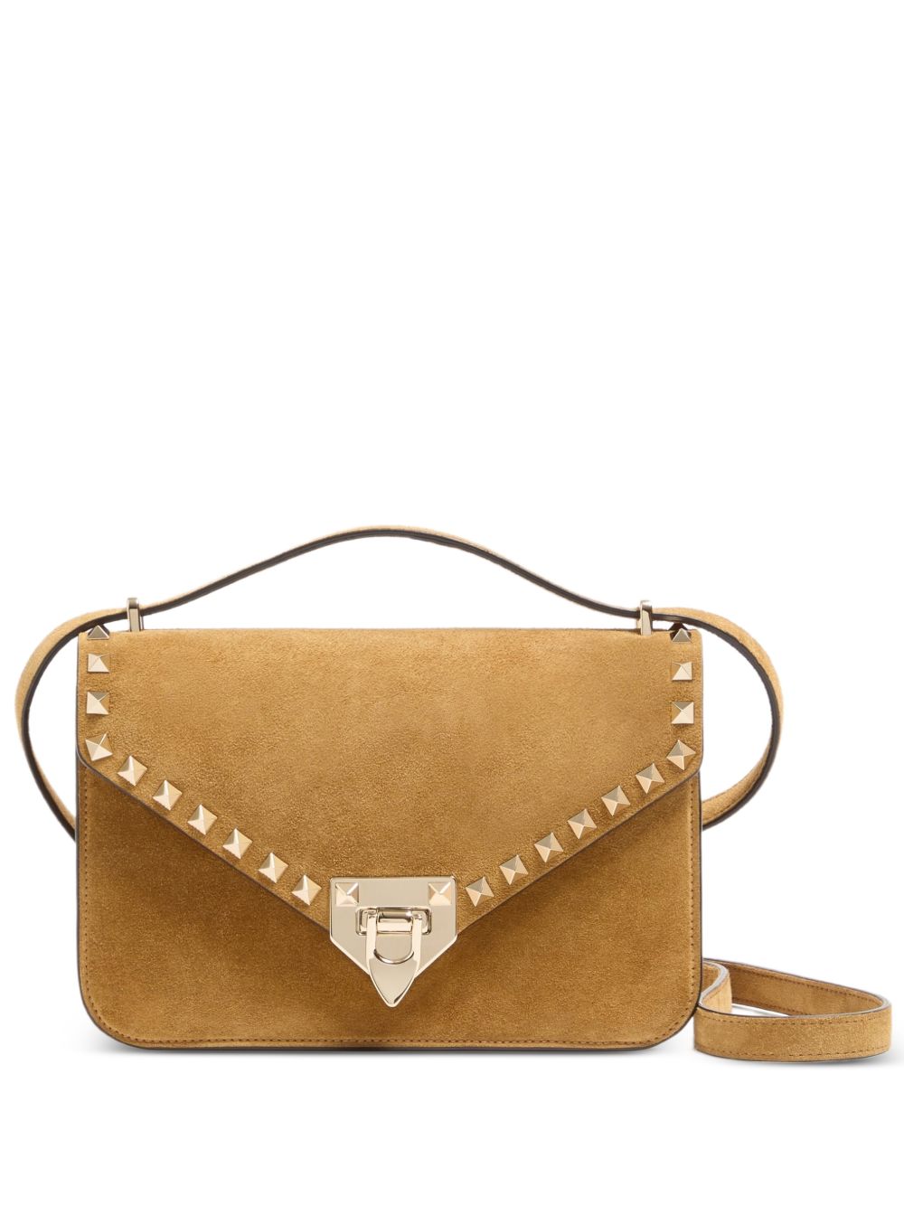 ROCKSTUD SUEDE LEATHER SHOULDER BAG