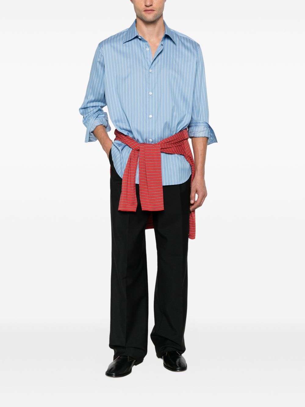 COTTON AND SILK STRIPED SHIRT