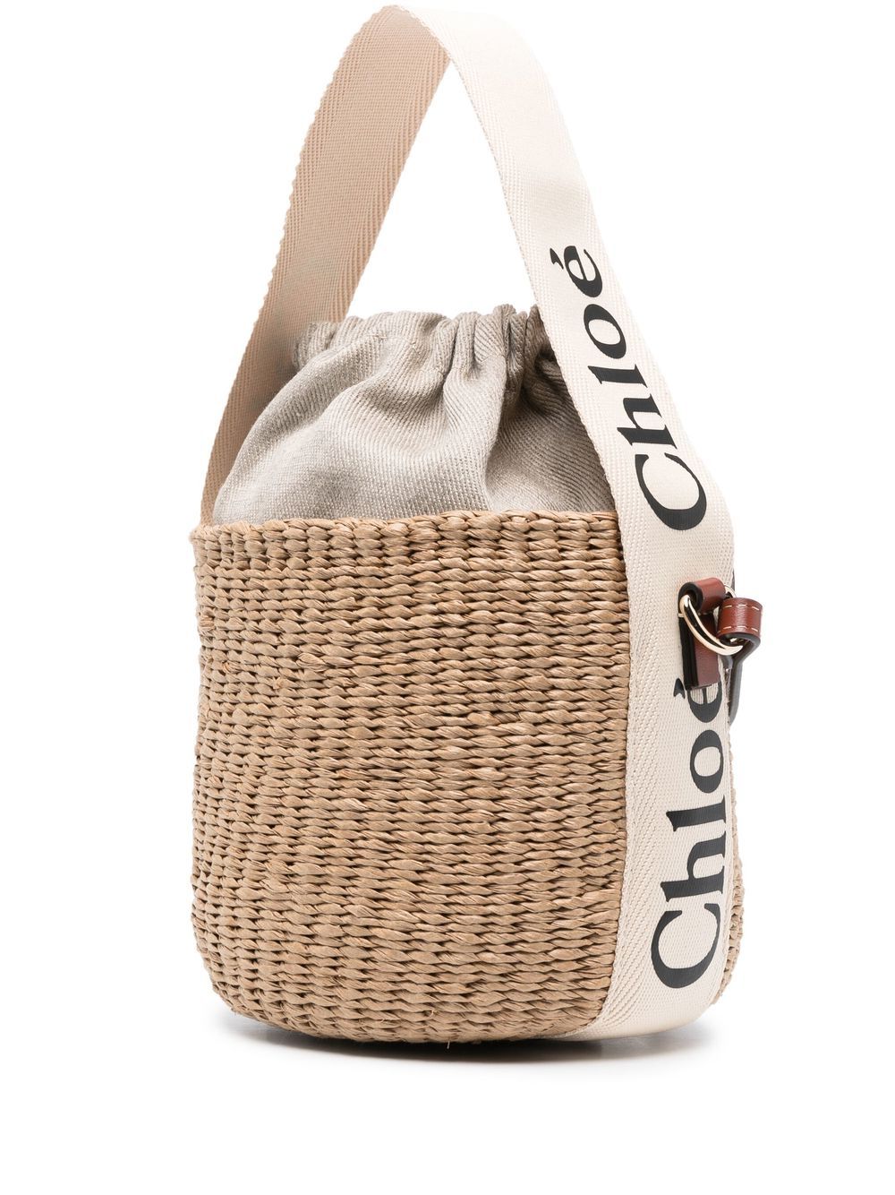 WOODY SMALL STRAW BUCKET BAG