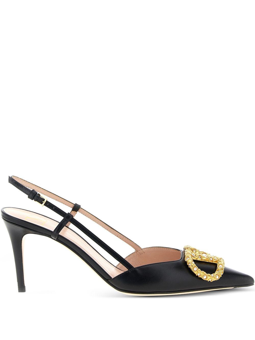 VLOGO SIGNATURE LEATHER SLINGBACK PUMPS