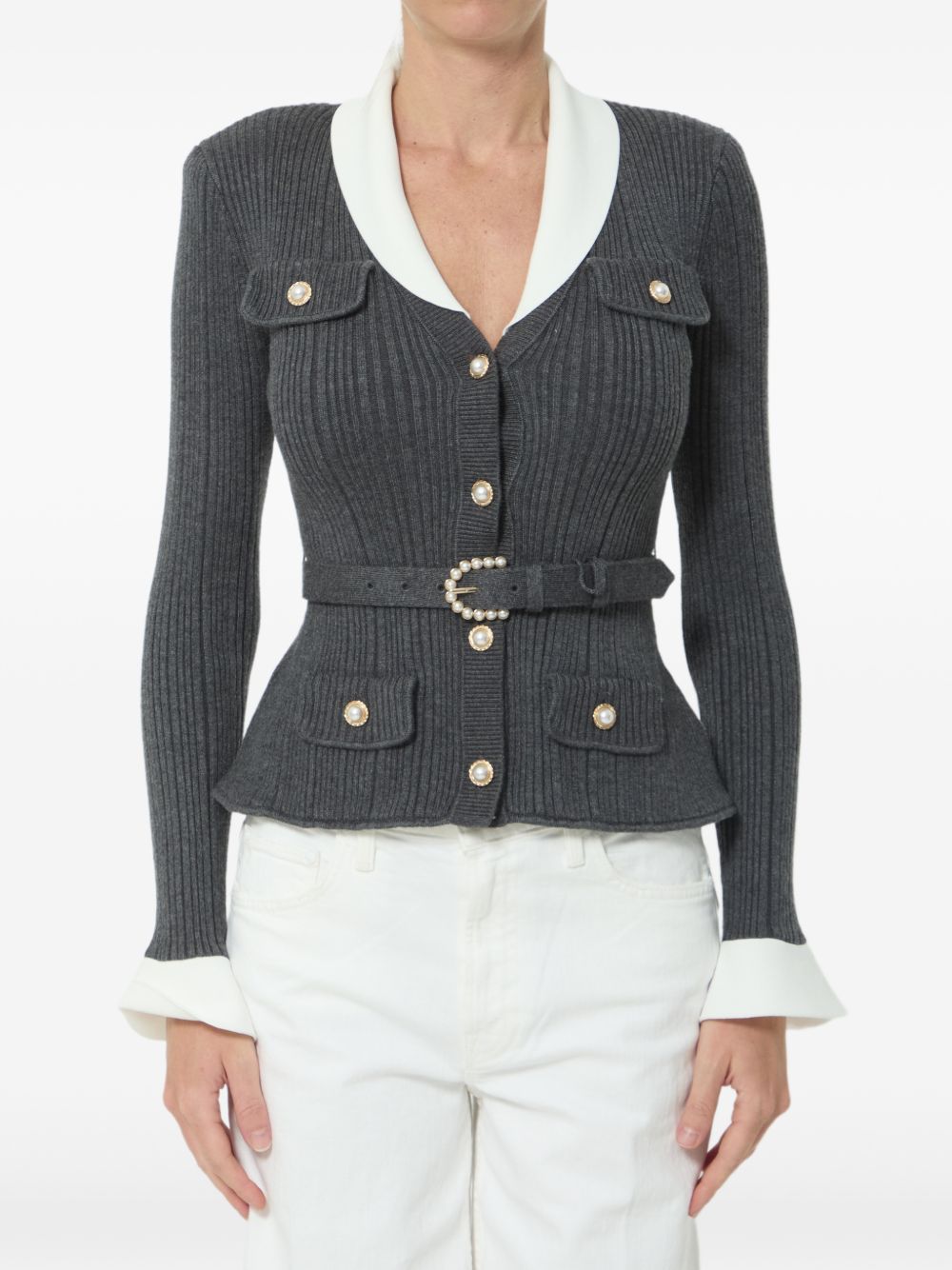 BELTED RIBBED CARDIGAN