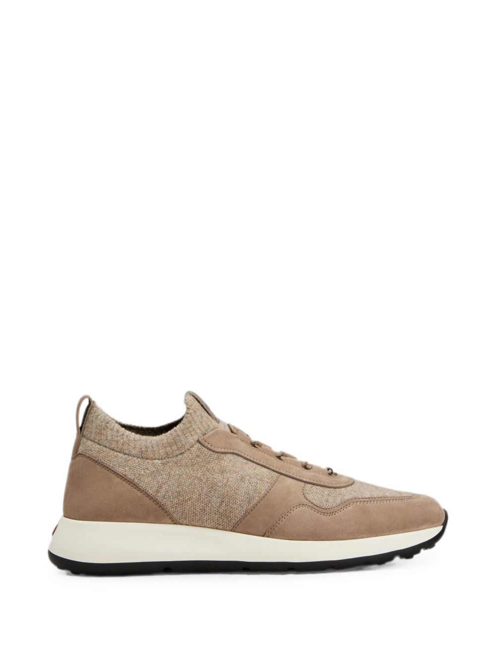 LEATHER AND KNIT SNEAKERS