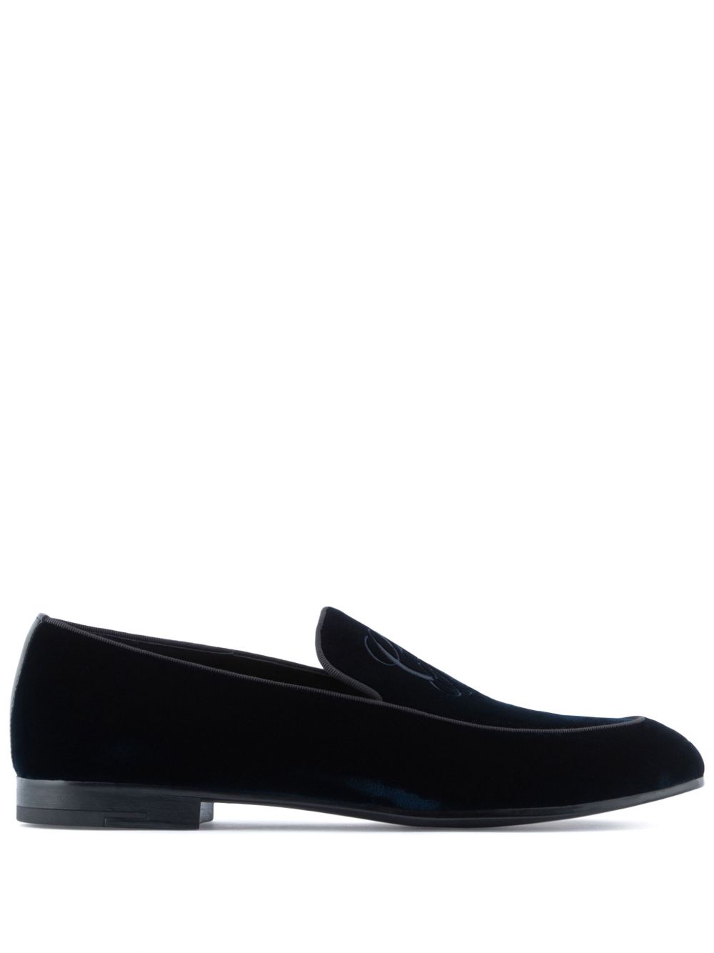 EMBROIDERED LOGO VELVET LOAFERS