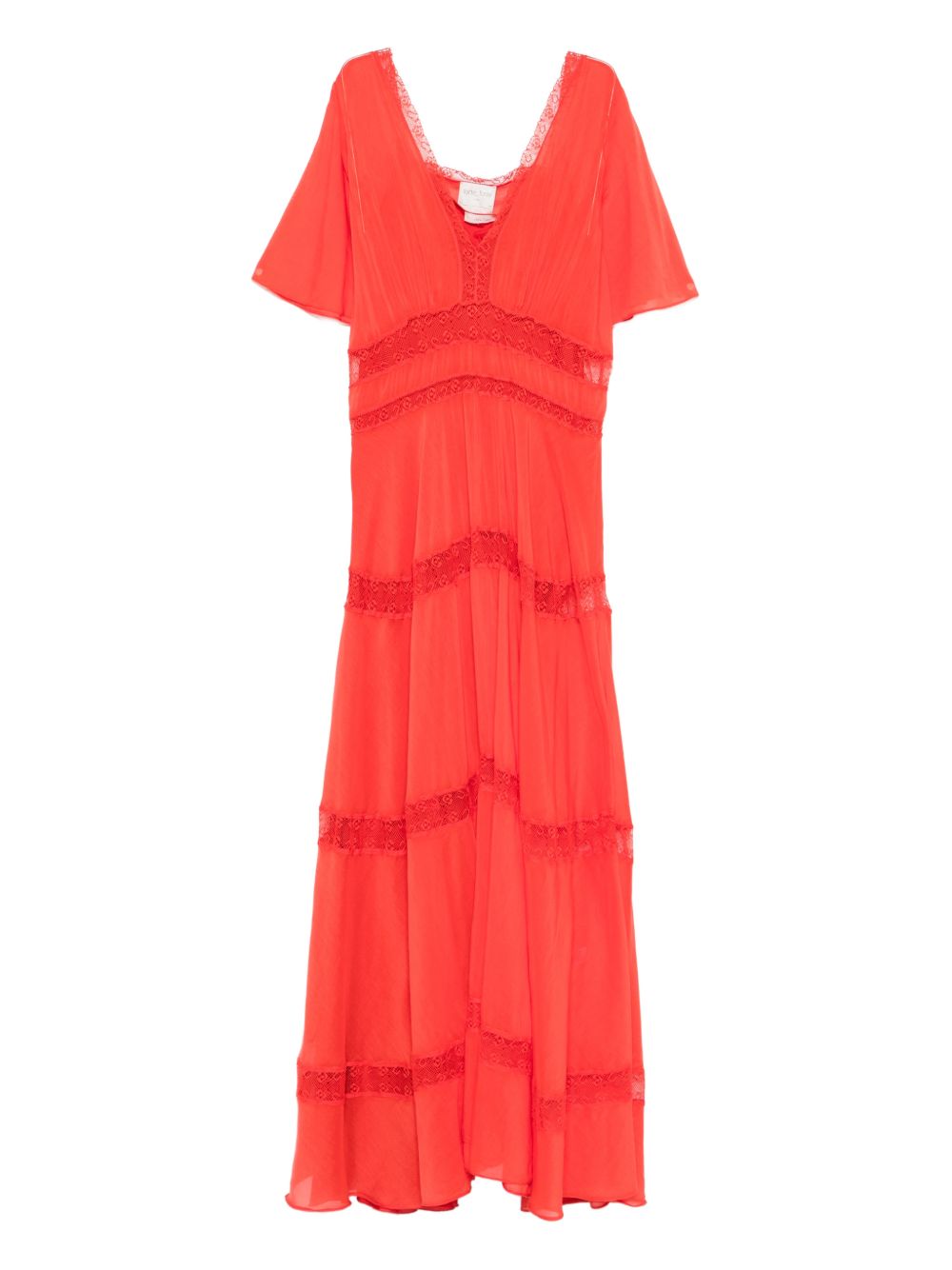 COTTON AND SILK V-NECKED DRESS