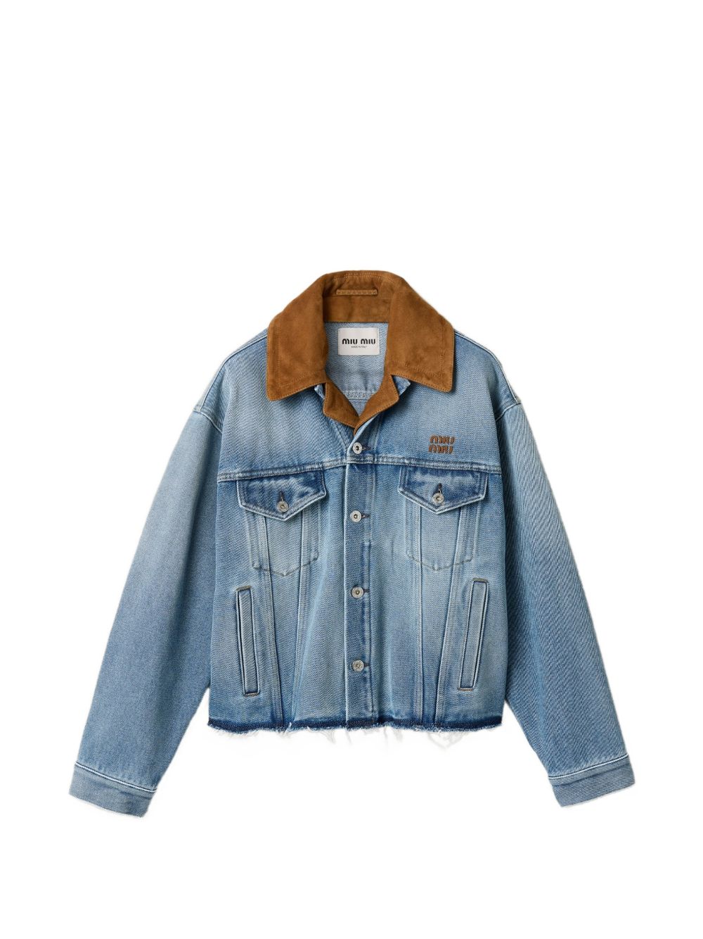DENIM AND LEATHER BLOUSON JACKET