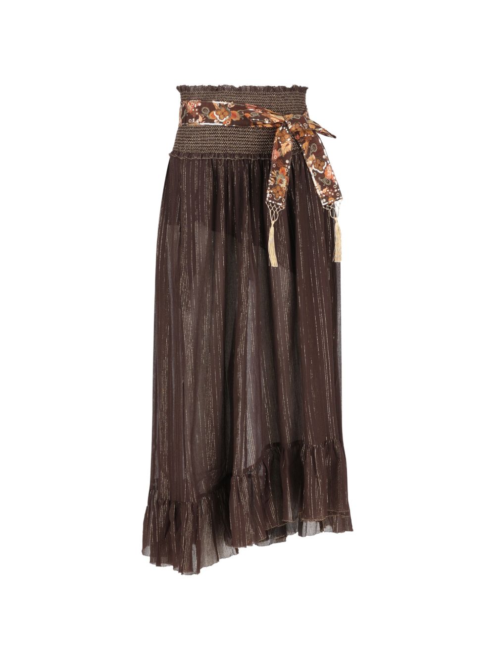 ASTER COTTON AND SILK MIDI SKIRT