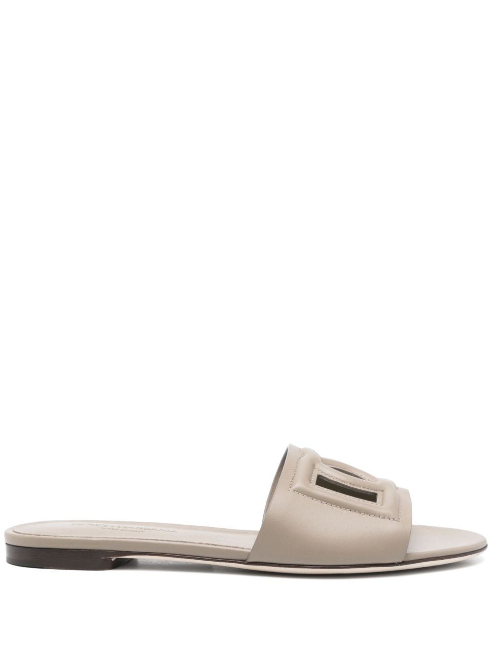 DG LOGO LEATHER FLAT SANDALS