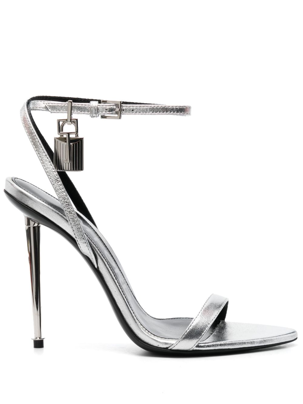 PADLOCK LEATHER HEEL SANDALS