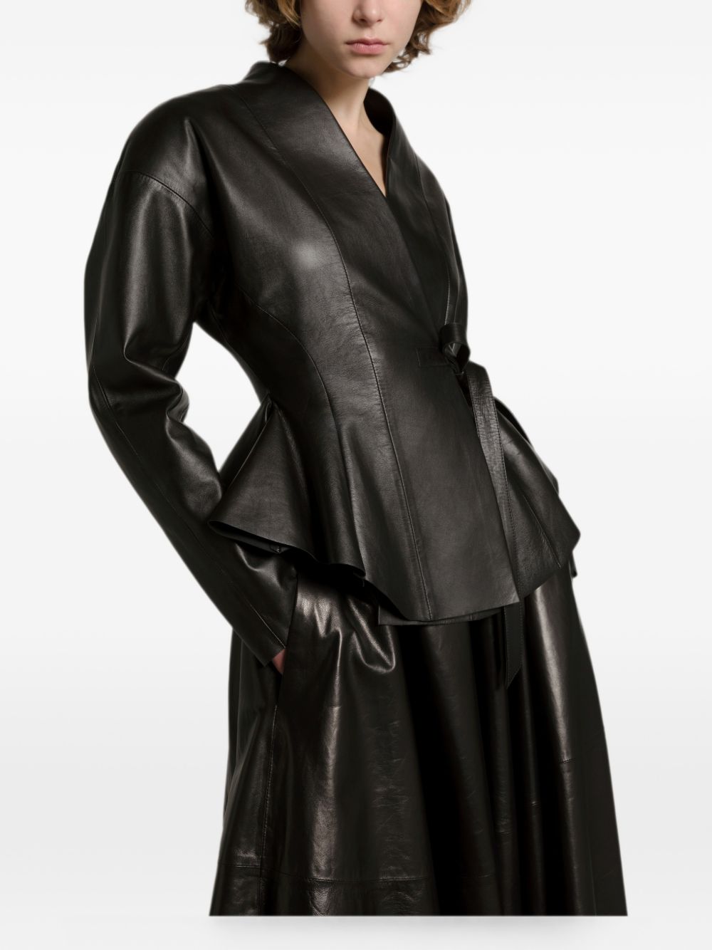 FAUX LEATHER MIDI SKIRT