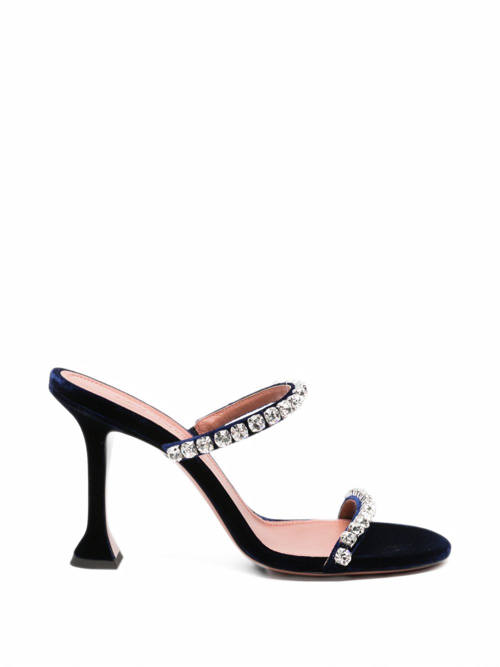 GIGI VELVET AND CRYSTAL HEEL SANDALS